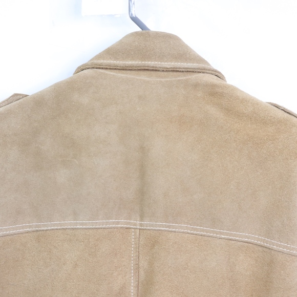 70s Sears Mens 40 Lined Suede Leather Jacket Tan - Picture 7 of 8